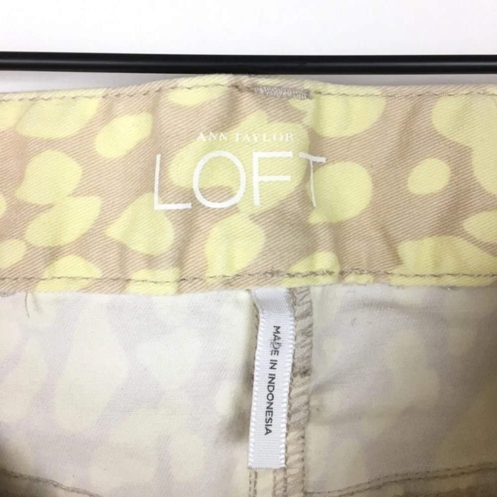 LOFT Jeans Pants Modern Straight Ankle Animal Print Yellow Tan Petite 4P / 27